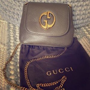 Gucci olive leather 1973 mini crossbody bag